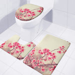Vintage Cherry Blossom Print 3 Piece Bath Mat Set