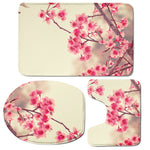 Vintage Cherry Blossom Print 3 Piece Bath Mat Set