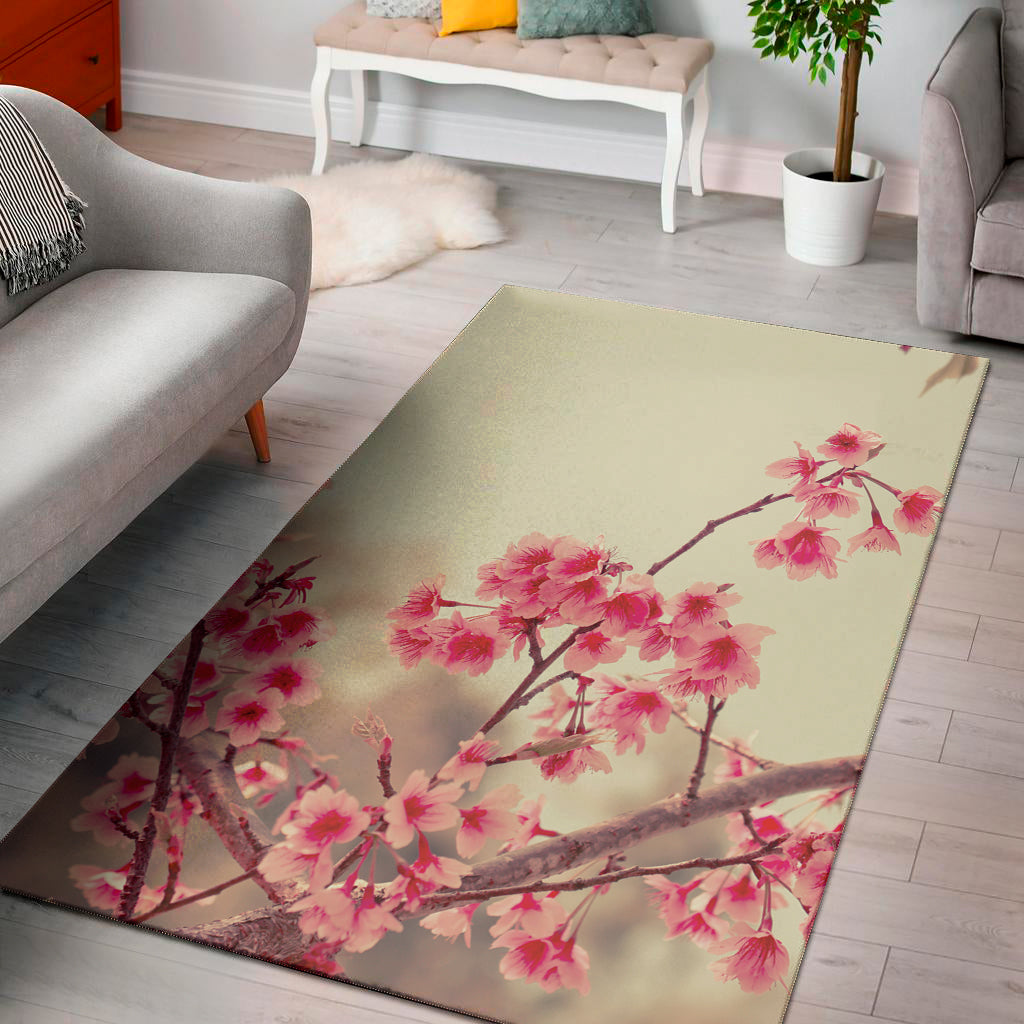 Vintage Cherry Blossom Print Area Rug