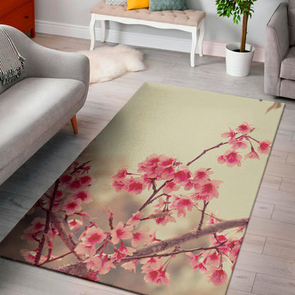 Vintage Cherry Blossom Print Area Rug