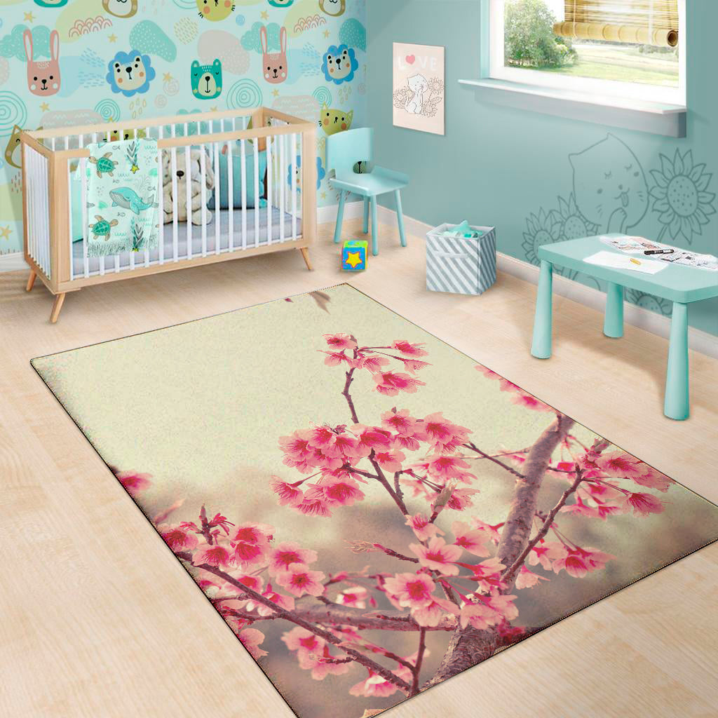 Vintage Cherry Blossom Print Area Rug