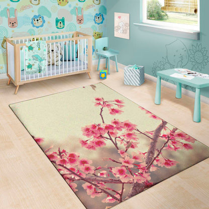 Vintage Cherry Blossom Print Area Rug