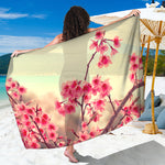 Vintage Cherry Blossom Print Beach Sarong Wrap