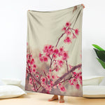 Vintage Cherry Blossom Print Blanket