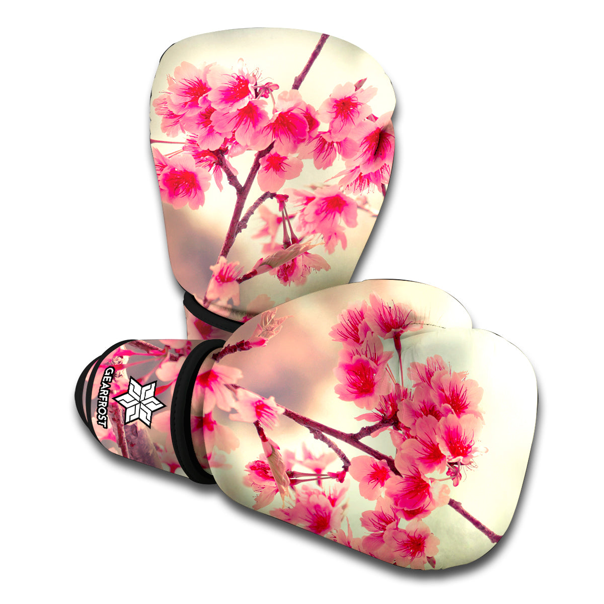 Vintage Cherry Blossom Print Boxing Gloves