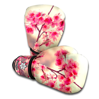 Vintage Cherry Blossom Print Boxing Gloves