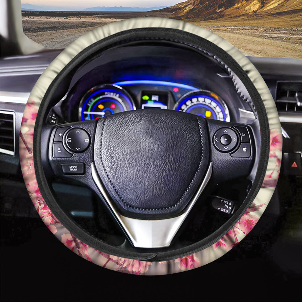Vintage Cherry Blossom Print Car Steering Wheel Cover
