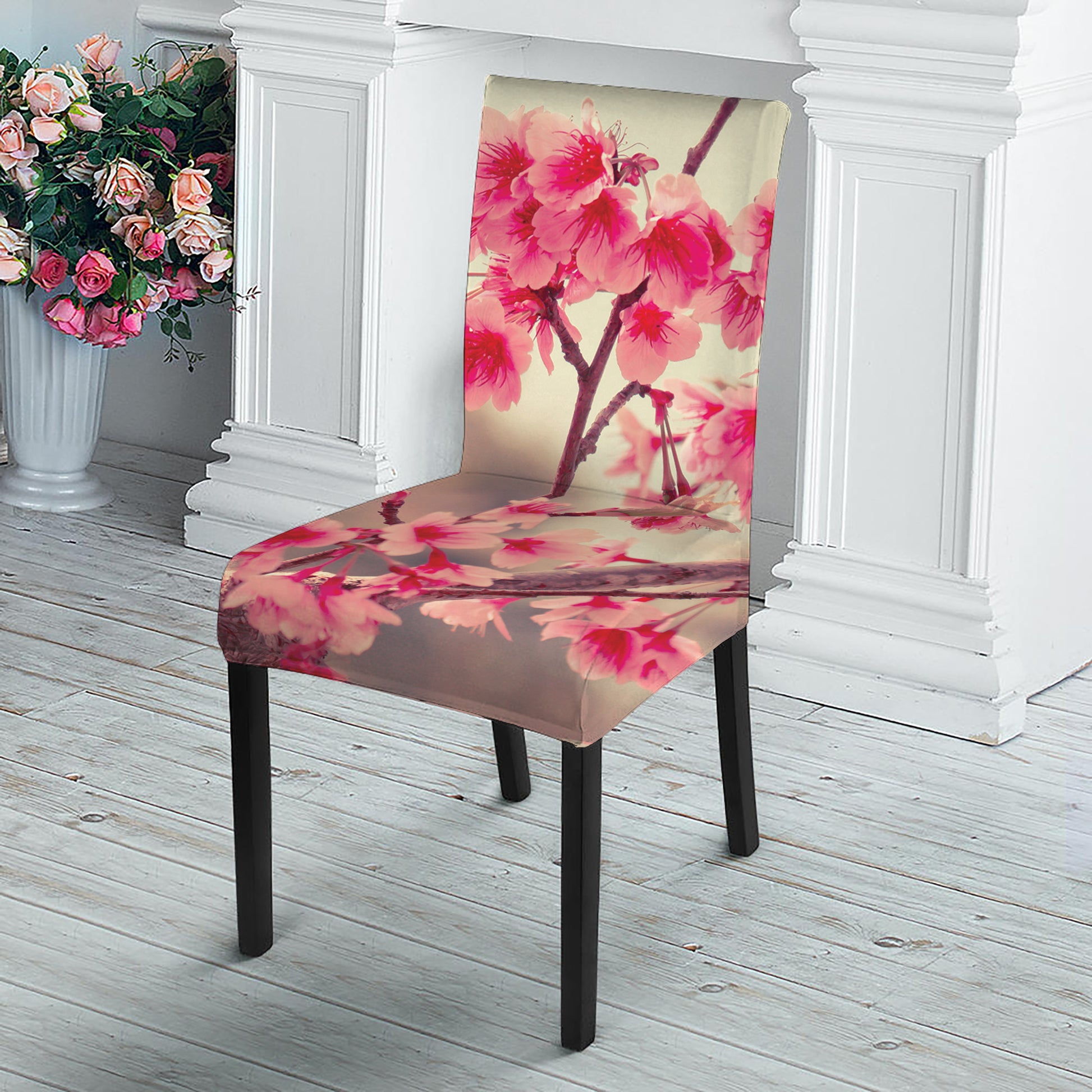 Vintage Cherry Blossom Print Dining Chair Slipcover