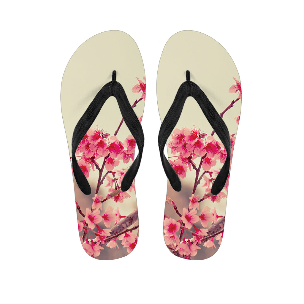 Vintage Cherry Blossom Print Flip Flops