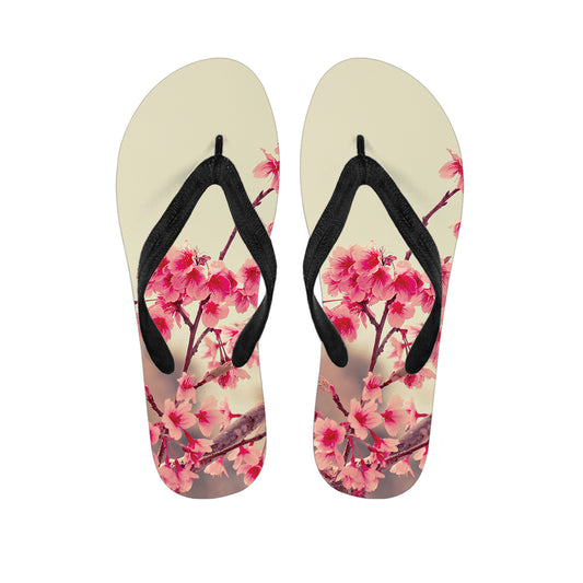 Vintage Cherry Blossom Print Flip Flops