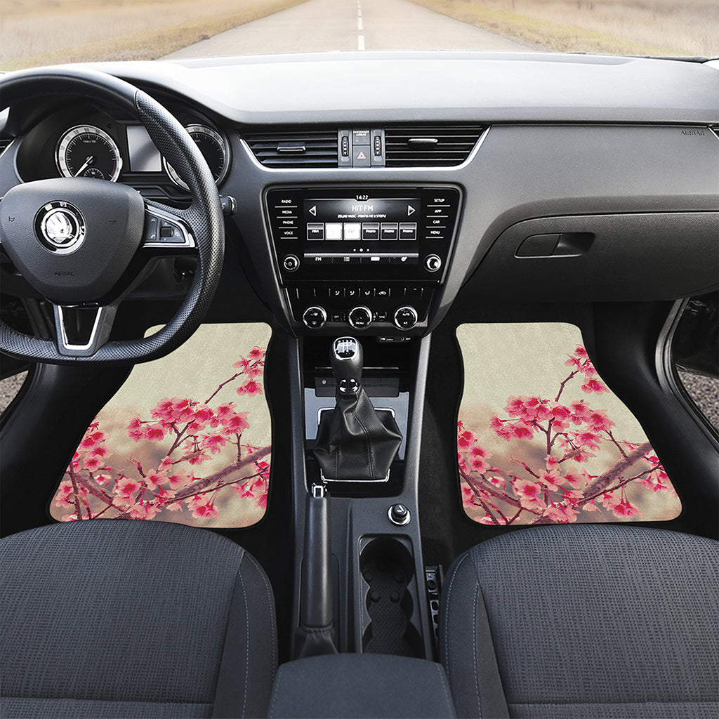Vintage Cherry Blossom Print Front and Back Car Floor Mats