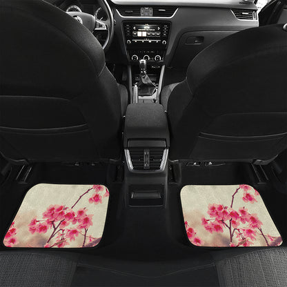 Vintage Cherry Blossom Print Front and Back Car Floor Mats