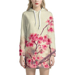 Vintage Cherry Blossom Print Hoodie Dress