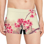 Vintage Cherry Blossom Print Men's Boxer Briefs