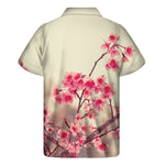 Vintage Cherry Blossom Print Men's Short Sleeve Shirt