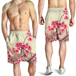 Vintage Cherry Blossom Print Men's Shorts