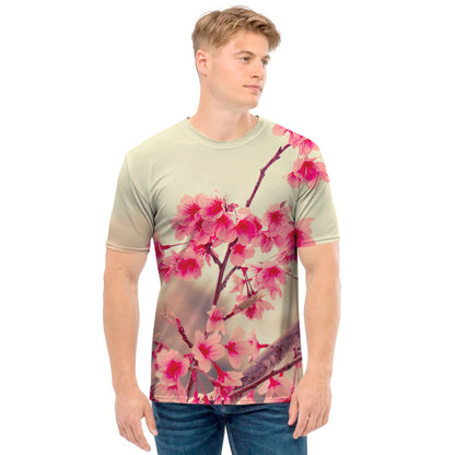 Vintage Cherry Blossom Print Men's T-Shirt