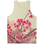 Vintage Cherry Blossom Print Men's Tank Top