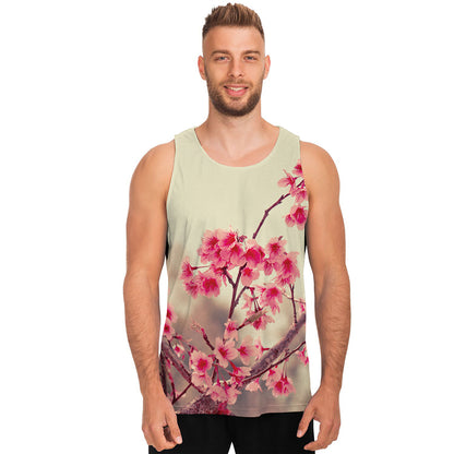 Vintage Cherry Blossom Print Men's Tank Top
