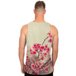 Vintage Cherry Blossom Print Men's Tank Top