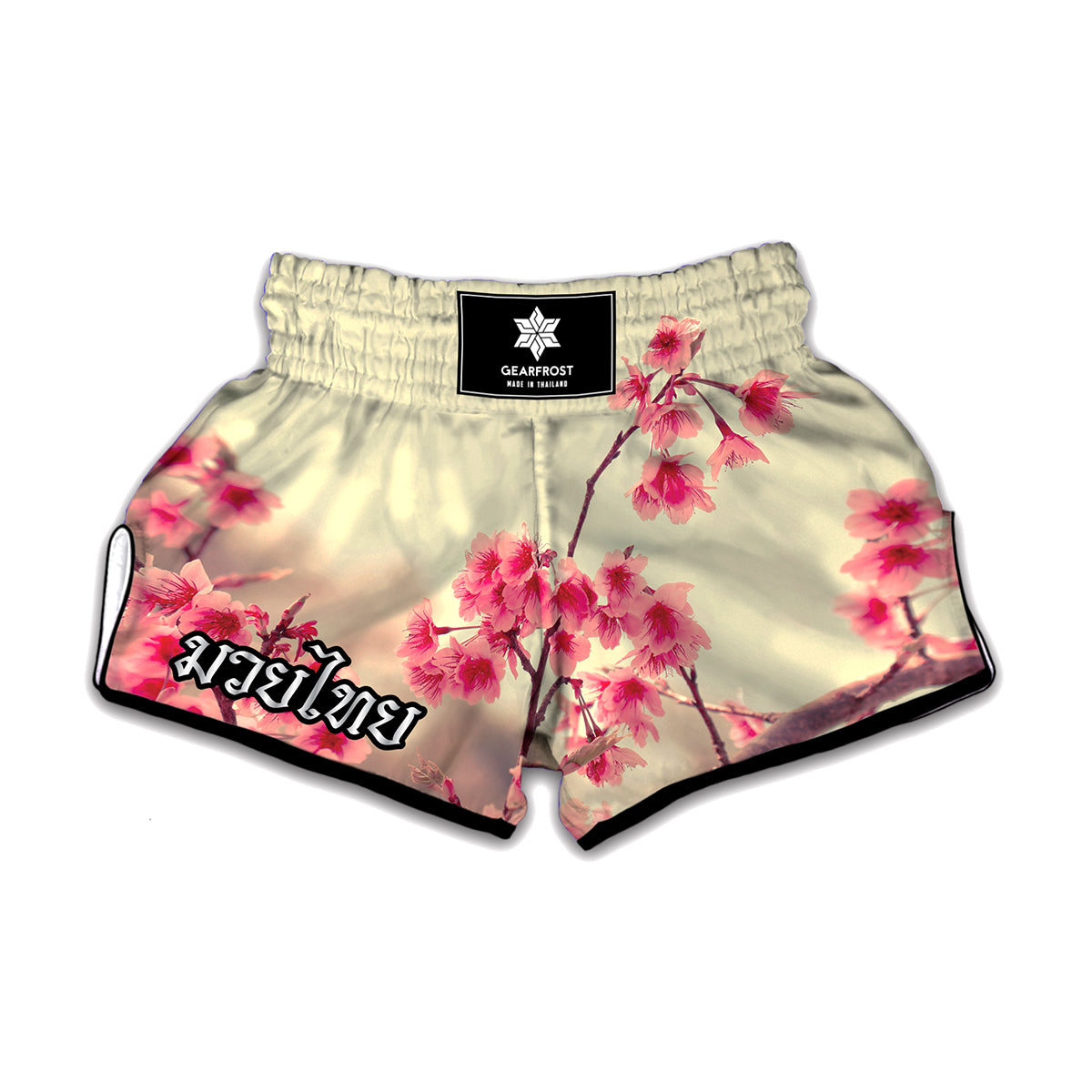 Vintage Cherry Blossom Print Muay Thai Boxing Shorts