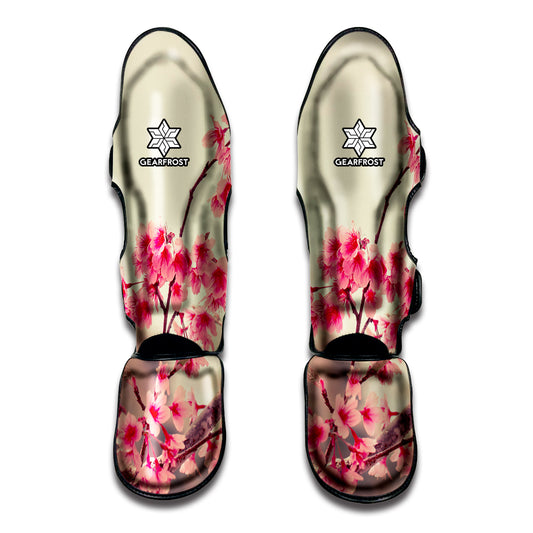 Vintage Cherry Blossom Print Muay Thai Shin Guard