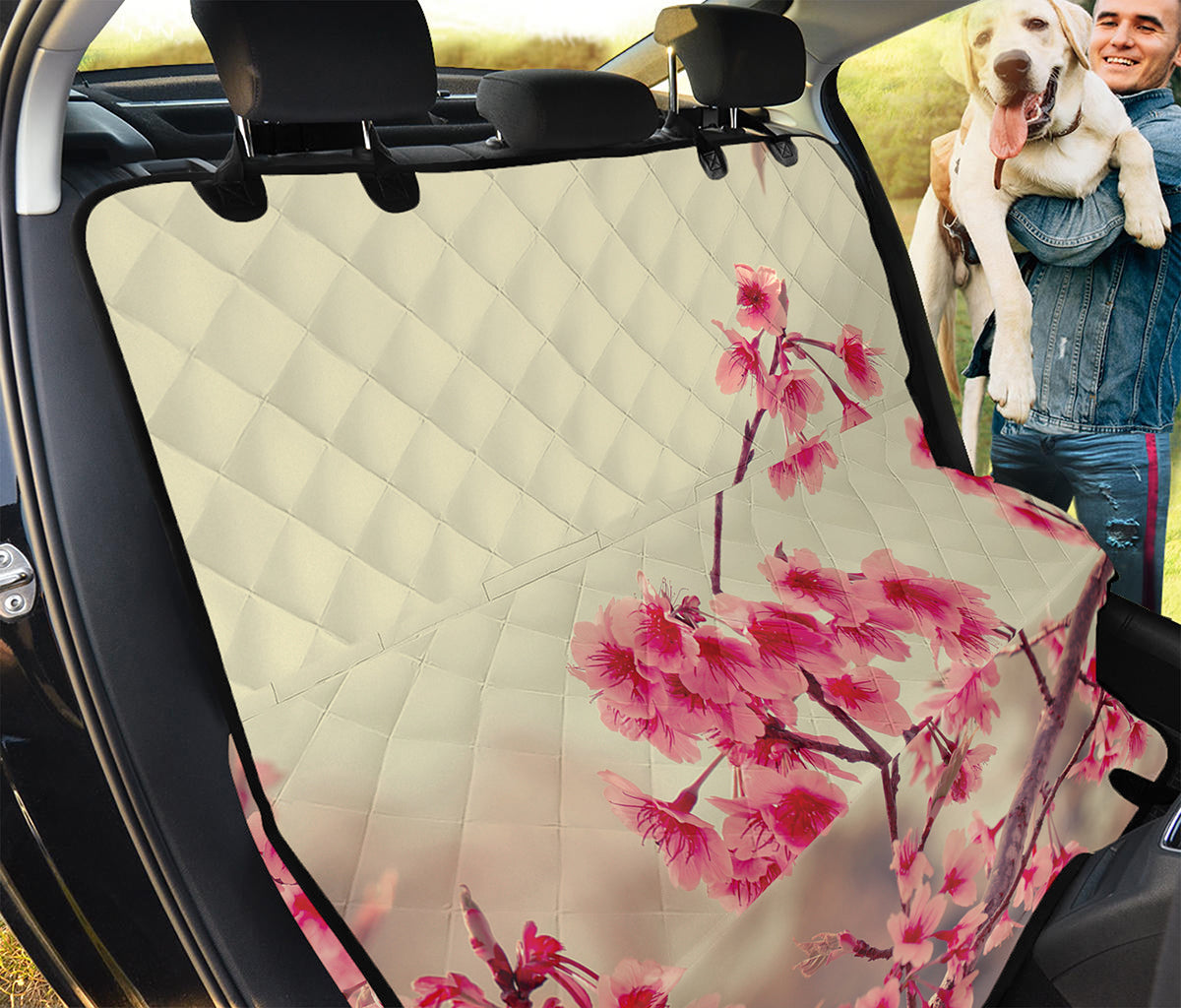 Vintage Cherry Blossom Print Pet Car Back Seat Cover