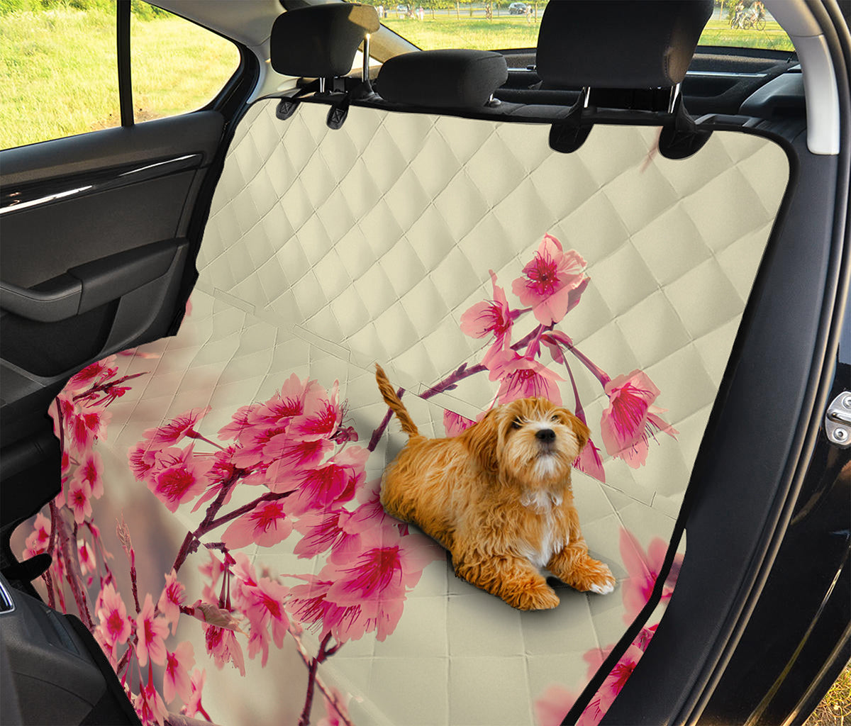 Vintage Cherry Blossom Print Pet Car Back Seat Cover