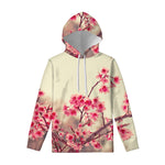 Vintage Cherry Blossom Print Pullover Hoodie