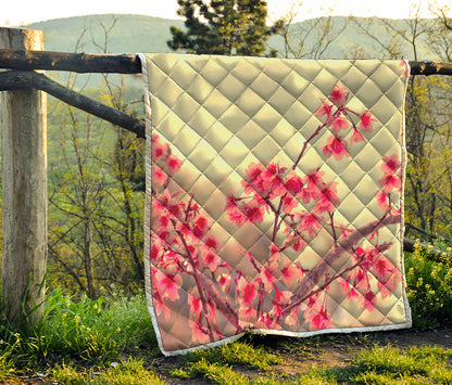 Vintage Cherry Blossom Print Quilt