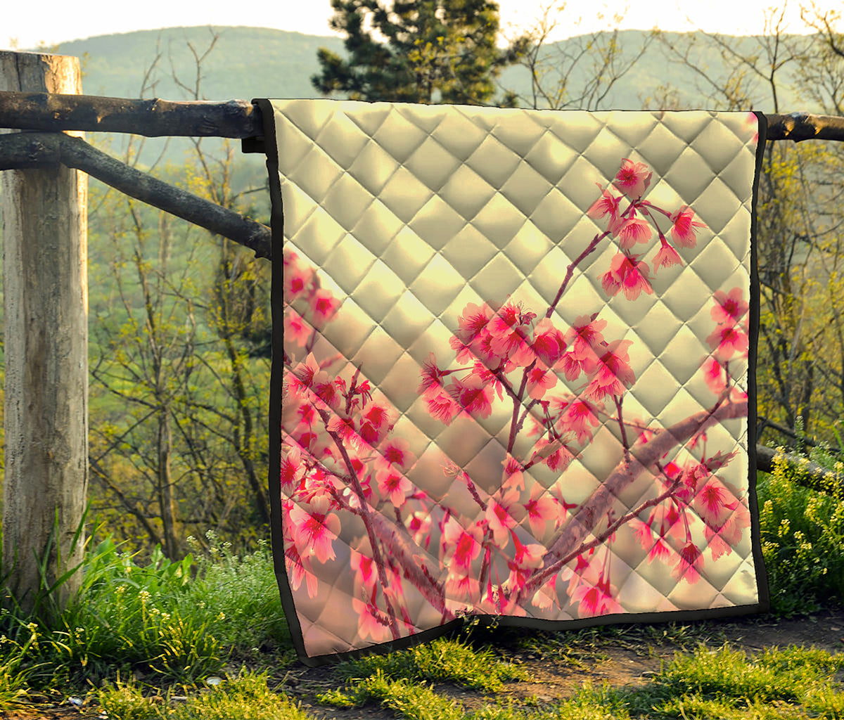 Vintage Cherry Blossom Print Quilt