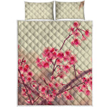 Vintage Cherry Blossom Print Quilt Bed Set