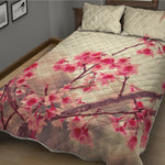 Vintage Cherry Blossom Print Quilt Bed Set