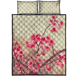 Vintage Cherry Blossom Print Quilt Bed Set