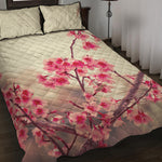 Vintage Cherry Blossom Print Quilt Bed Set