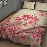 Vintage Cherry Blossom Print Quilt Bed Set