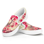 Vintage Cherry Blossom Print White Slip On Shoes