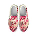 Vintage Cherry Blossom Print White Slip On Shoes