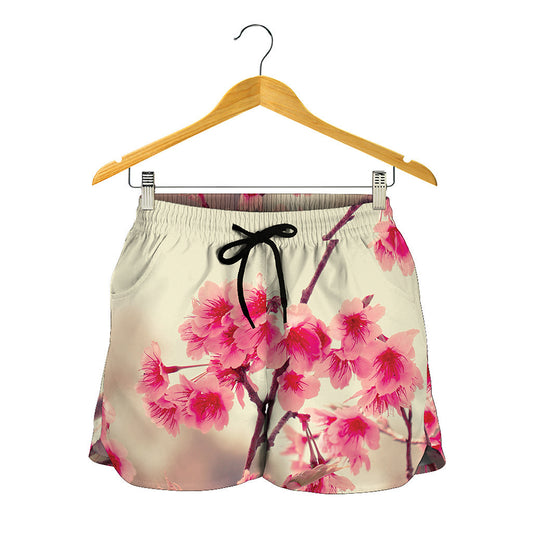 Vintage Cherry Blossom Print Women's Shorts