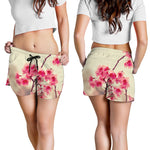 Vintage Cherry Blossom Print Women's Shorts
