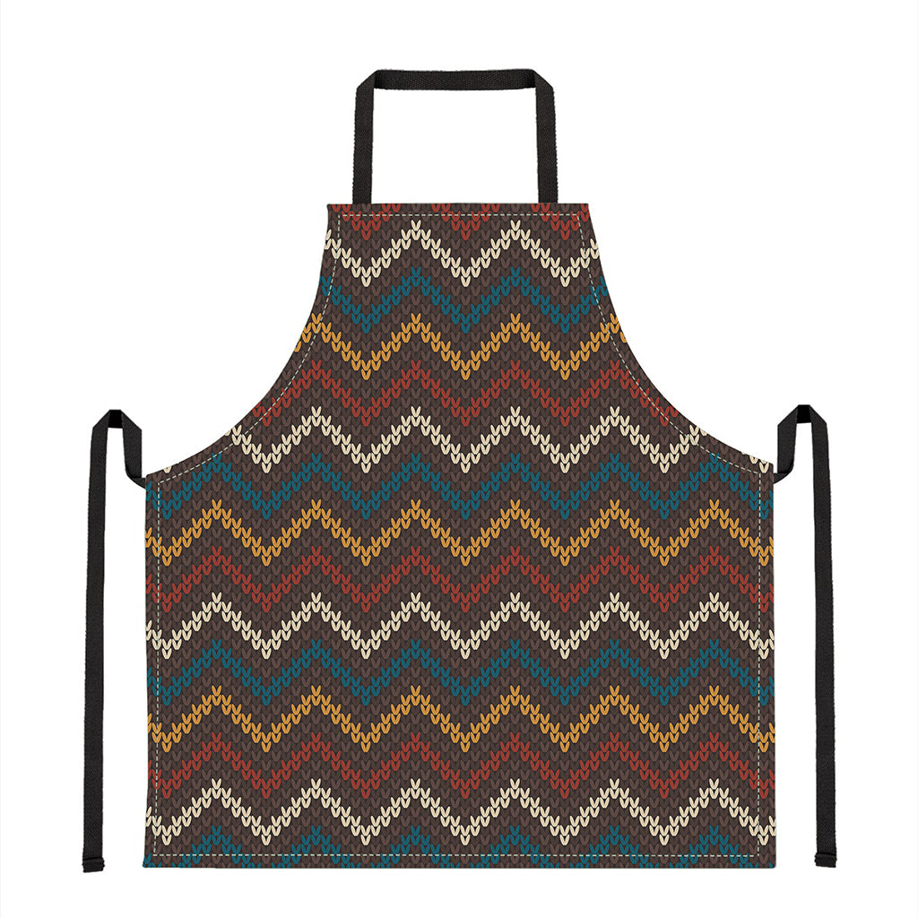 Vintage Chevron Knitted Pattern Print Apron