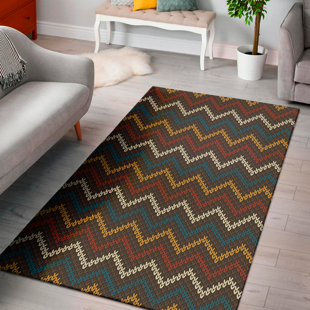Vintage Chevron Knitted Pattern Print Area Rug