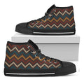 Vintage Chevron Knitted Pattern Print Black High Top Sneakers