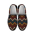Vintage Chevron Knitted Pattern Print Black Slip On Shoes