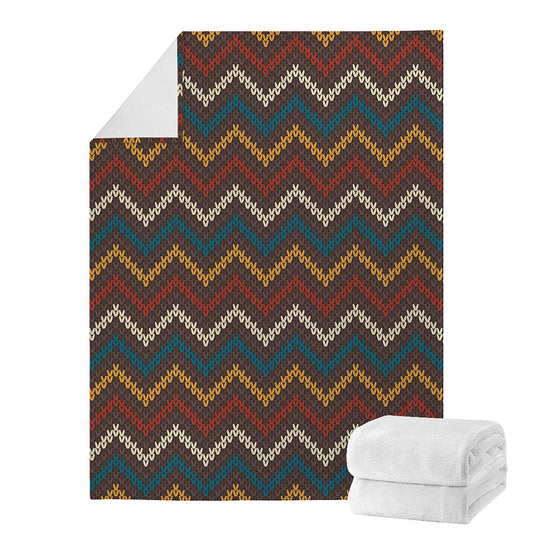Vintage Chevron Knitted Pattern Print Blanket