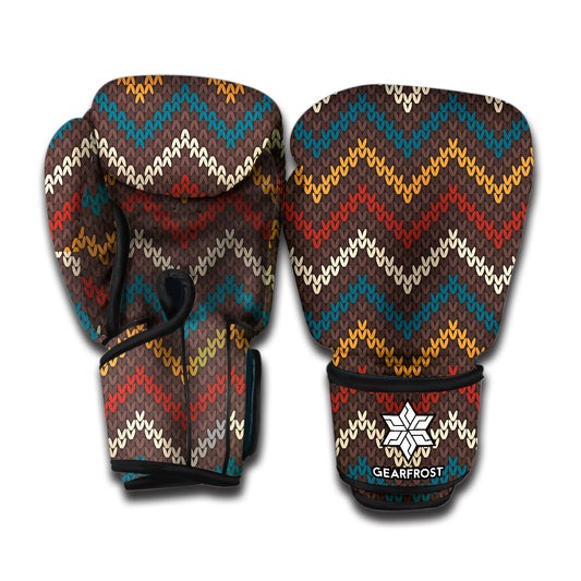 Vintage Chevron Knitted Pattern Print Boxing Gloves