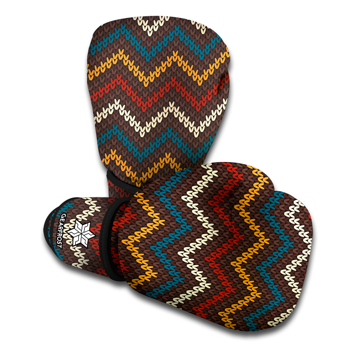 Vintage Chevron Knitted Pattern Print Boxing Gloves