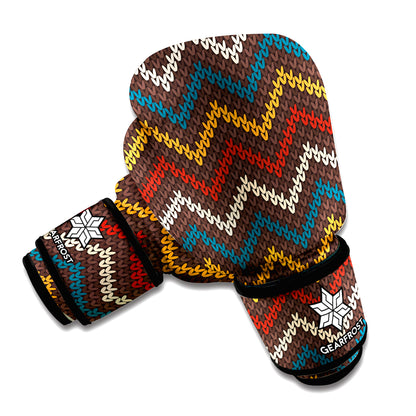 Vintage Chevron Knitted Pattern Print Boxing Gloves