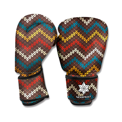 Vintage Chevron Knitted Pattern Print Boxing Gloves
