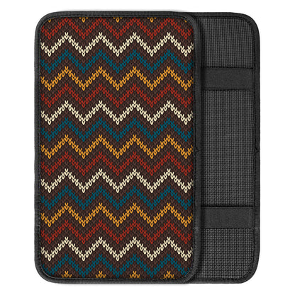 Vintage Chevron Knitted Pattern Print Car Center Console Cover